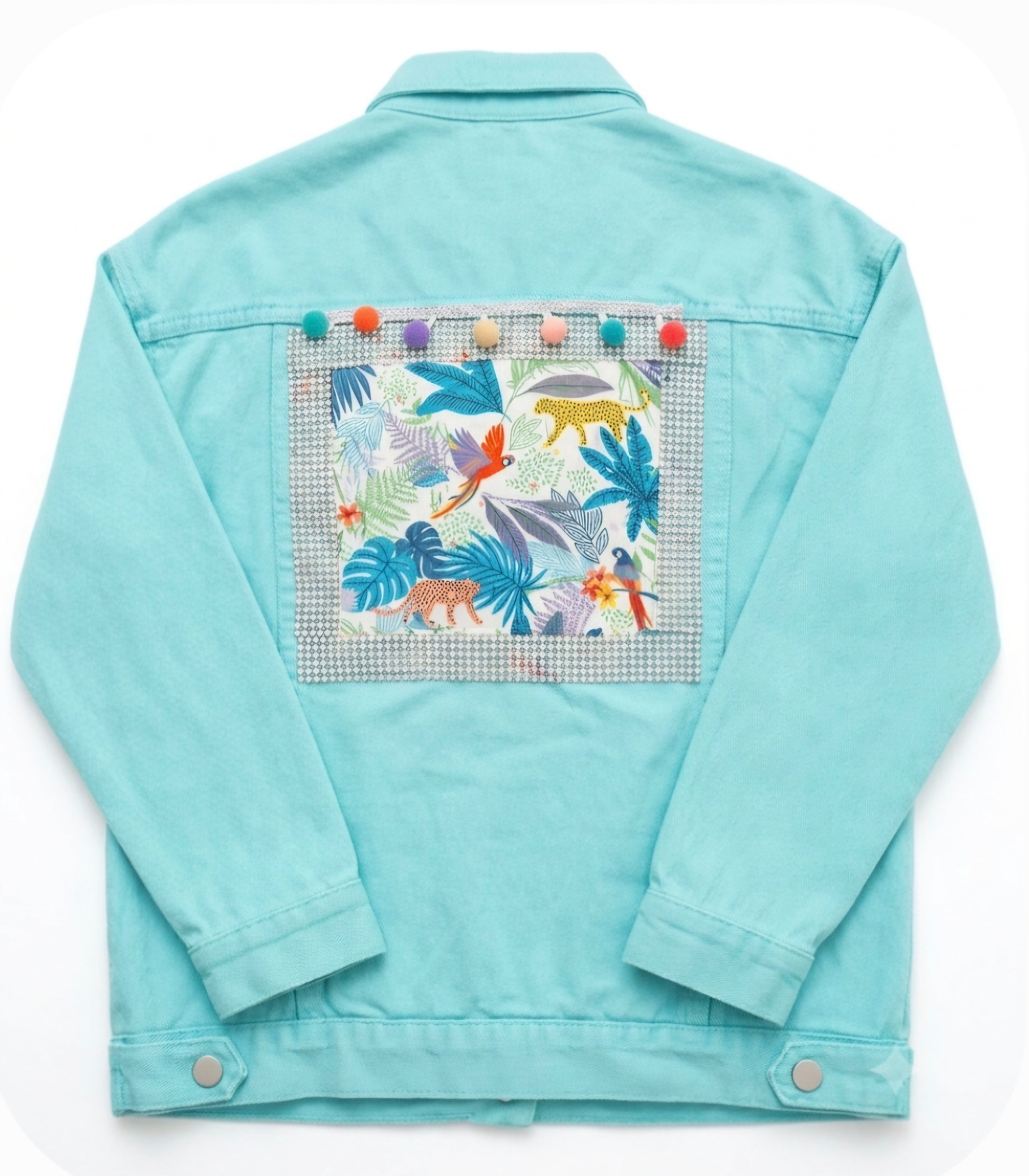 Chaqueta vaquera parche floral tropical