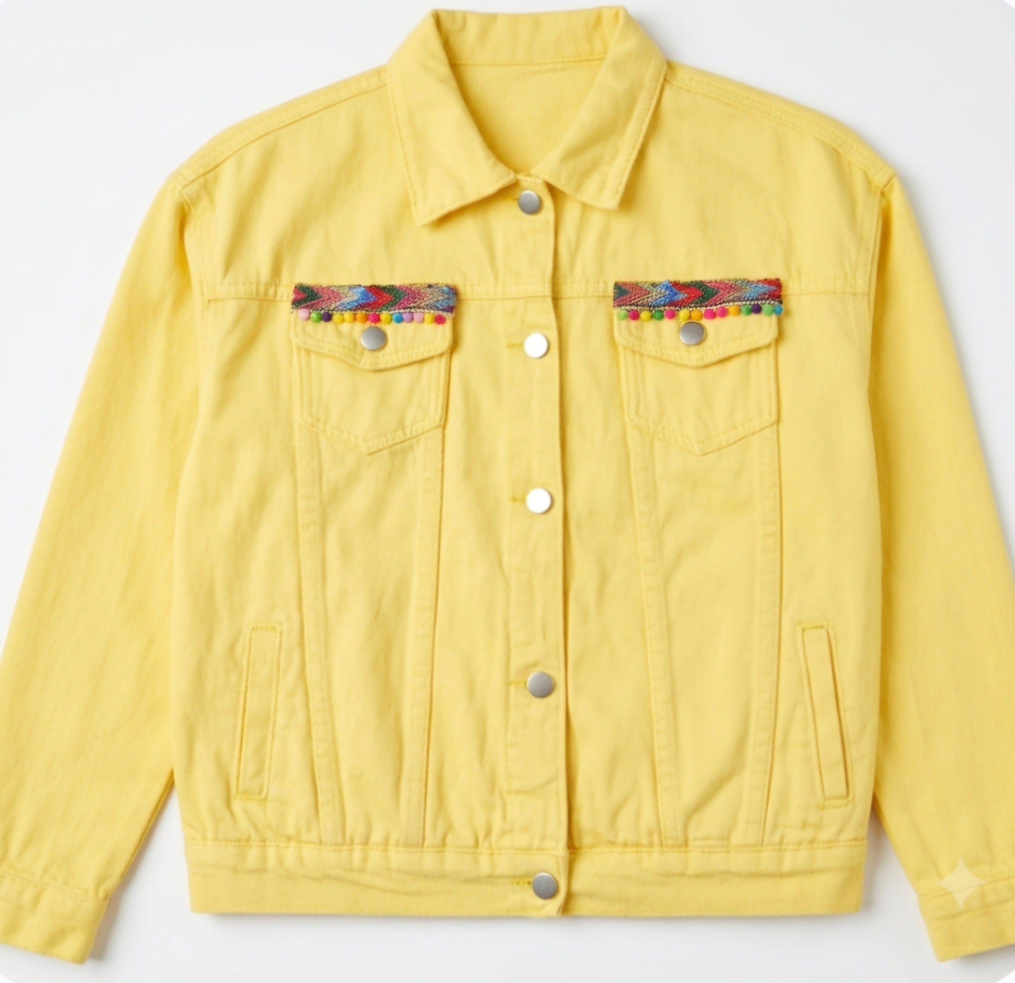 Chaqueta vaquera amarillo pastel con flecos