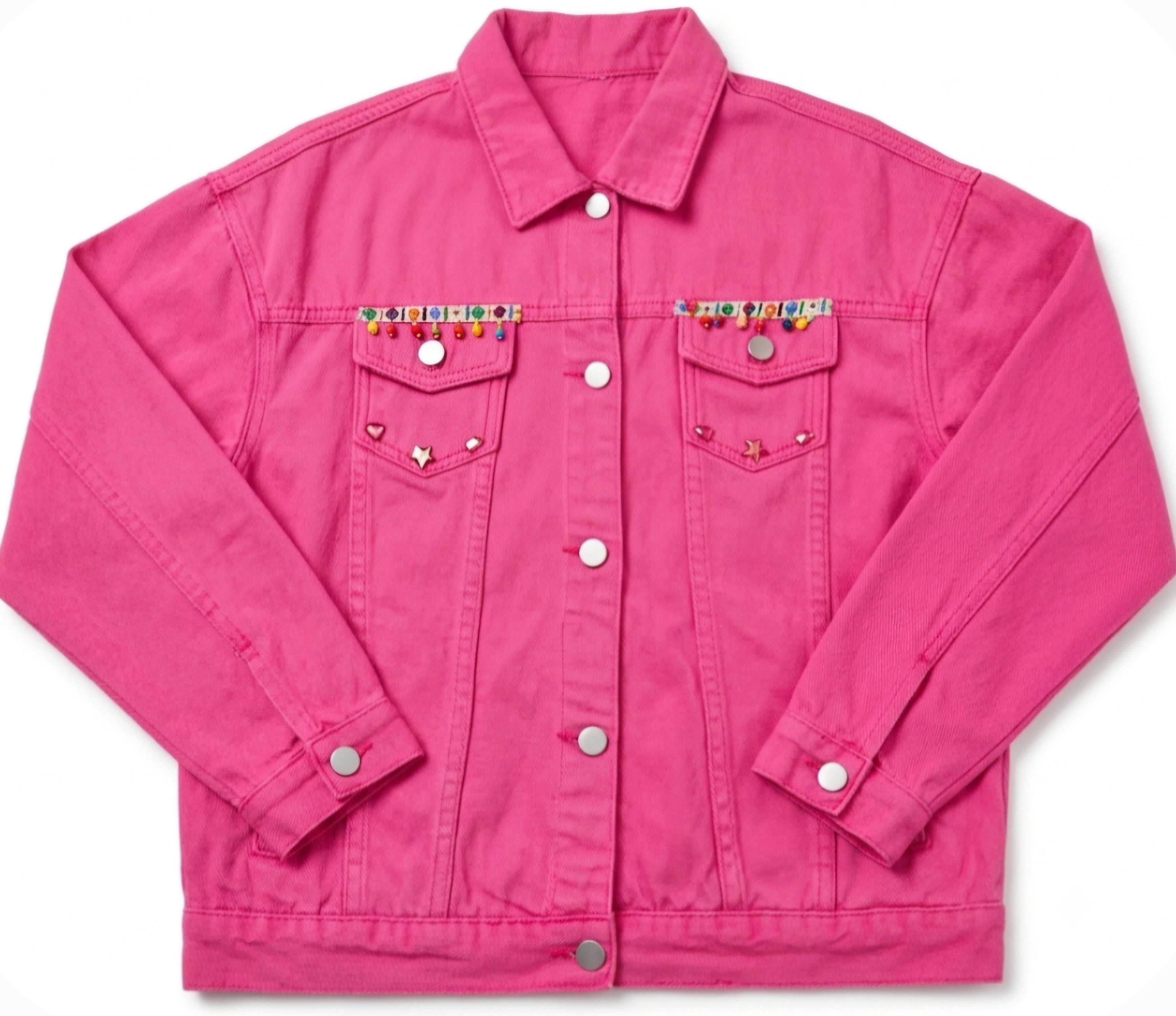 Chaqueta vaquera étnica color fucsia