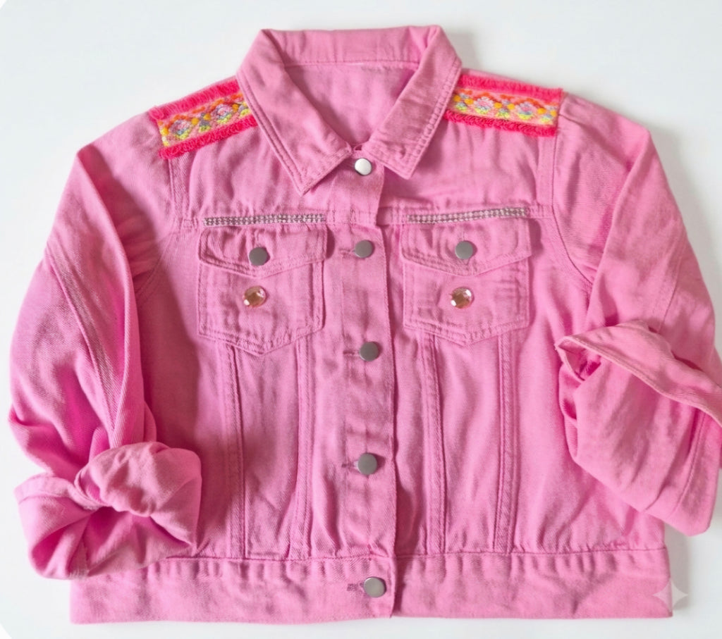 Chaqueta vaquera rosa pastel