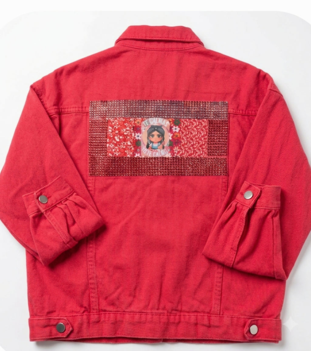 Chaqueta vaquera coral parche y strass