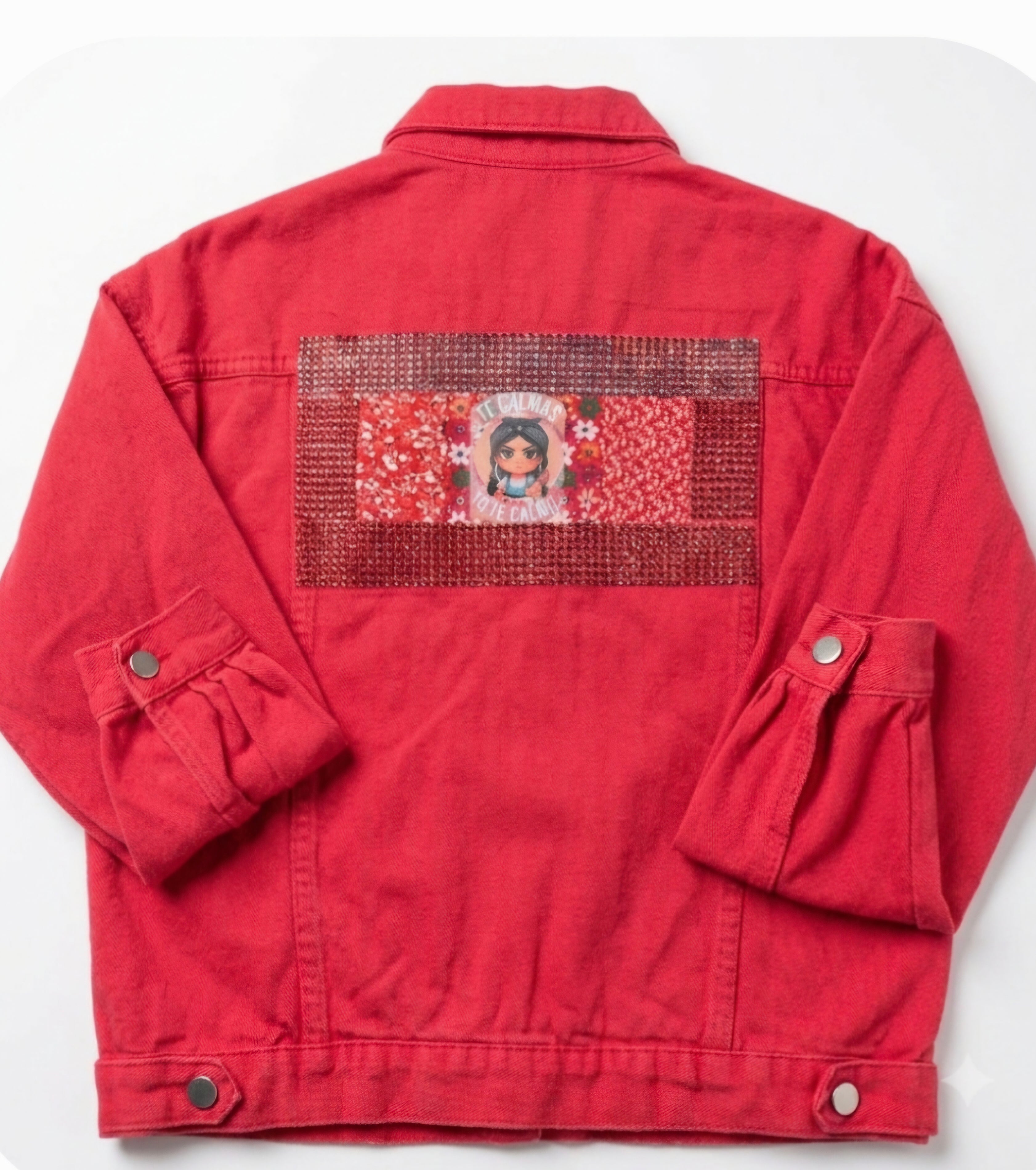 Chaqueta vaquera coral parche y strass