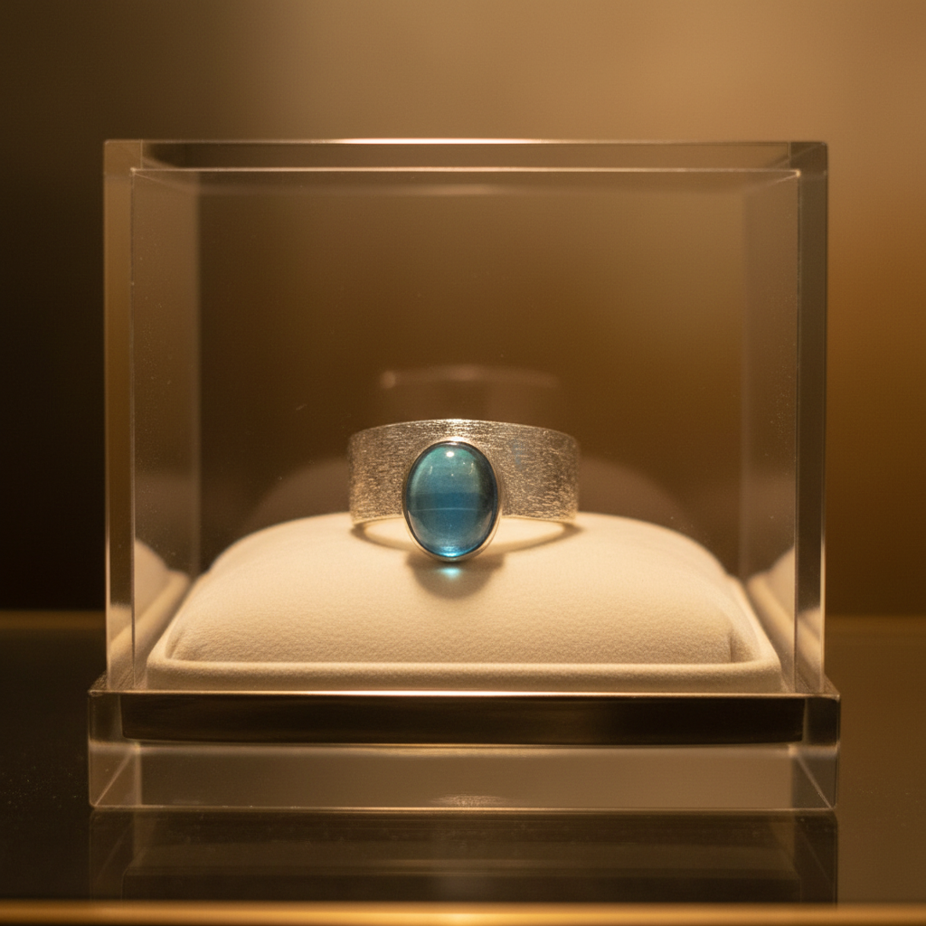 Anillo Aura Lunar en una vitrina