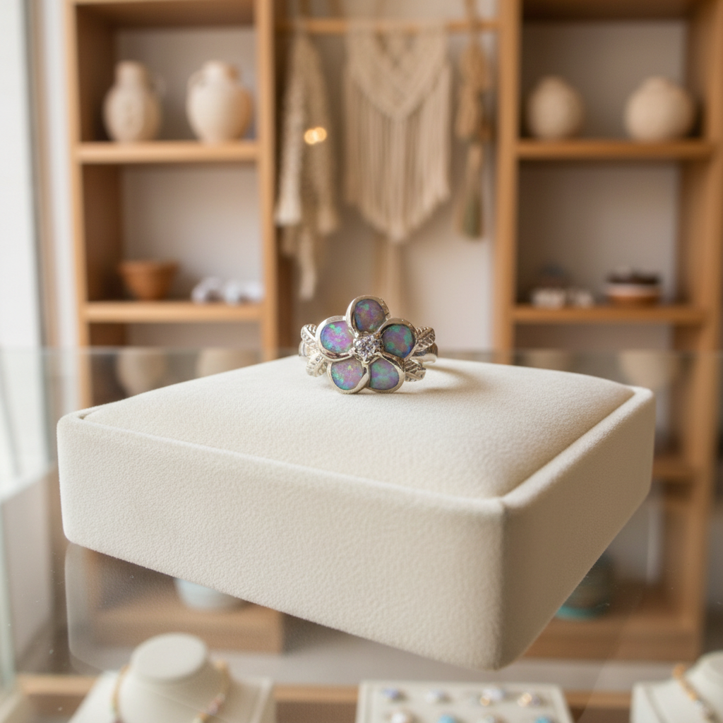 Anillo Flor de Ópalo en una tienda