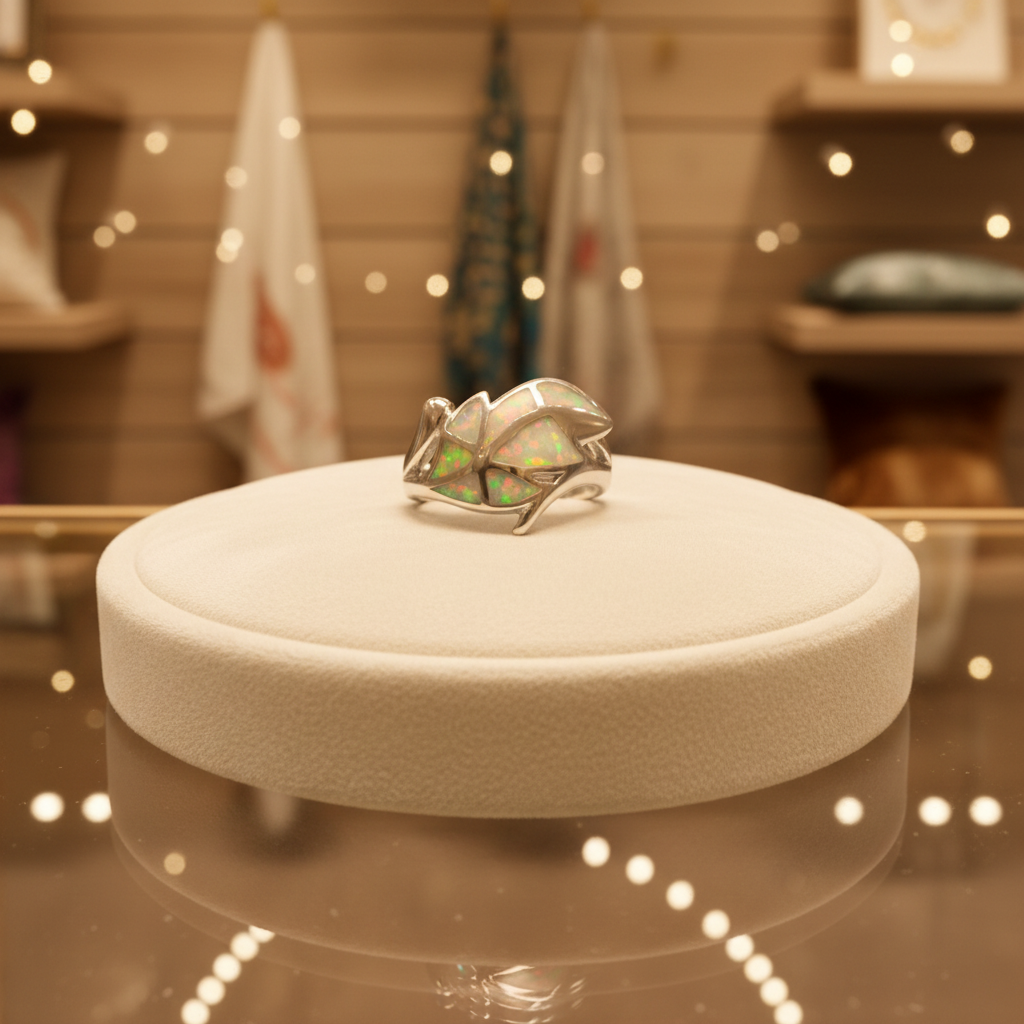 Anillo Hoja de Ópalo en una tienda