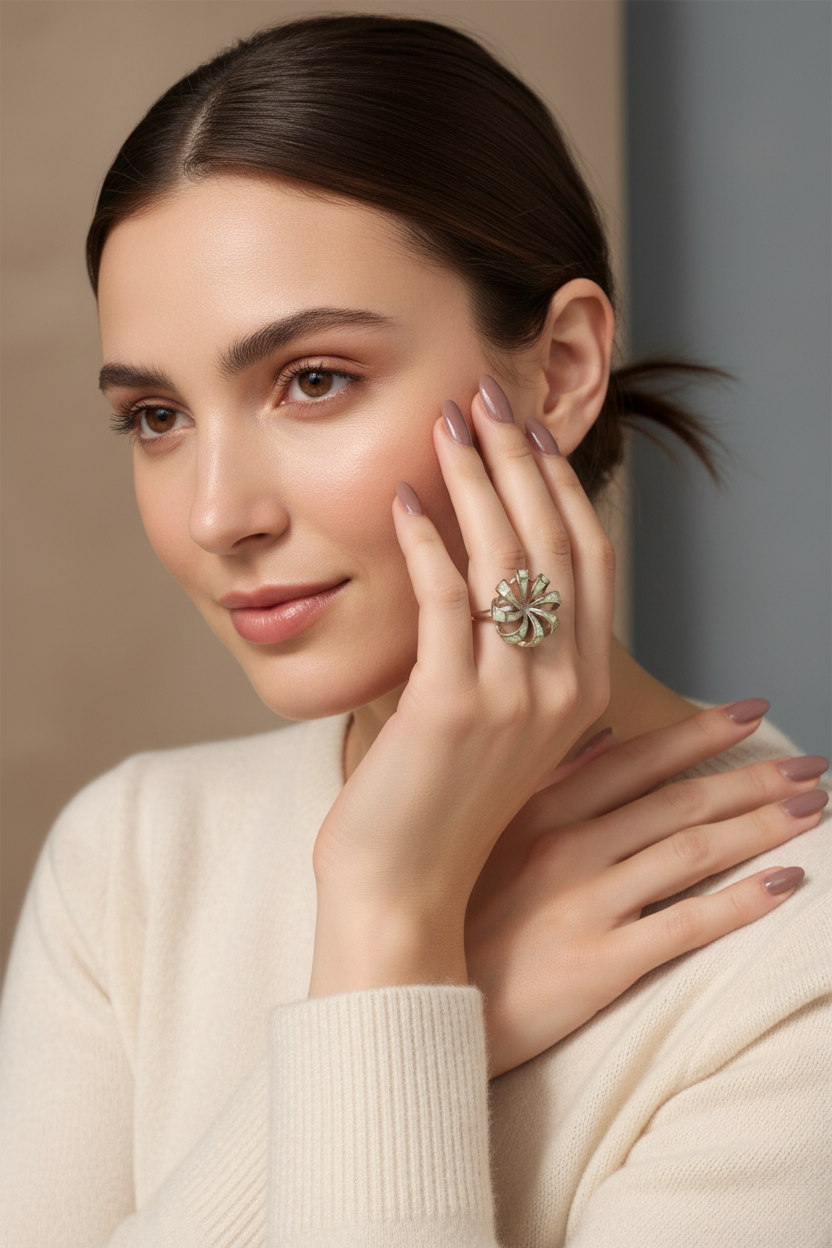 Anillo Molinillo en modelo, otra pose