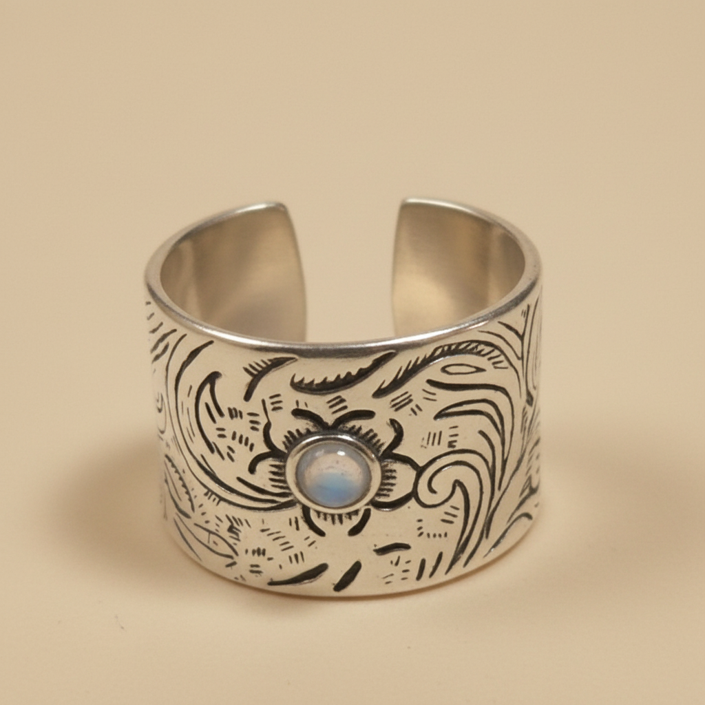 Anillo Naturaleza frontal sobre fondo beige