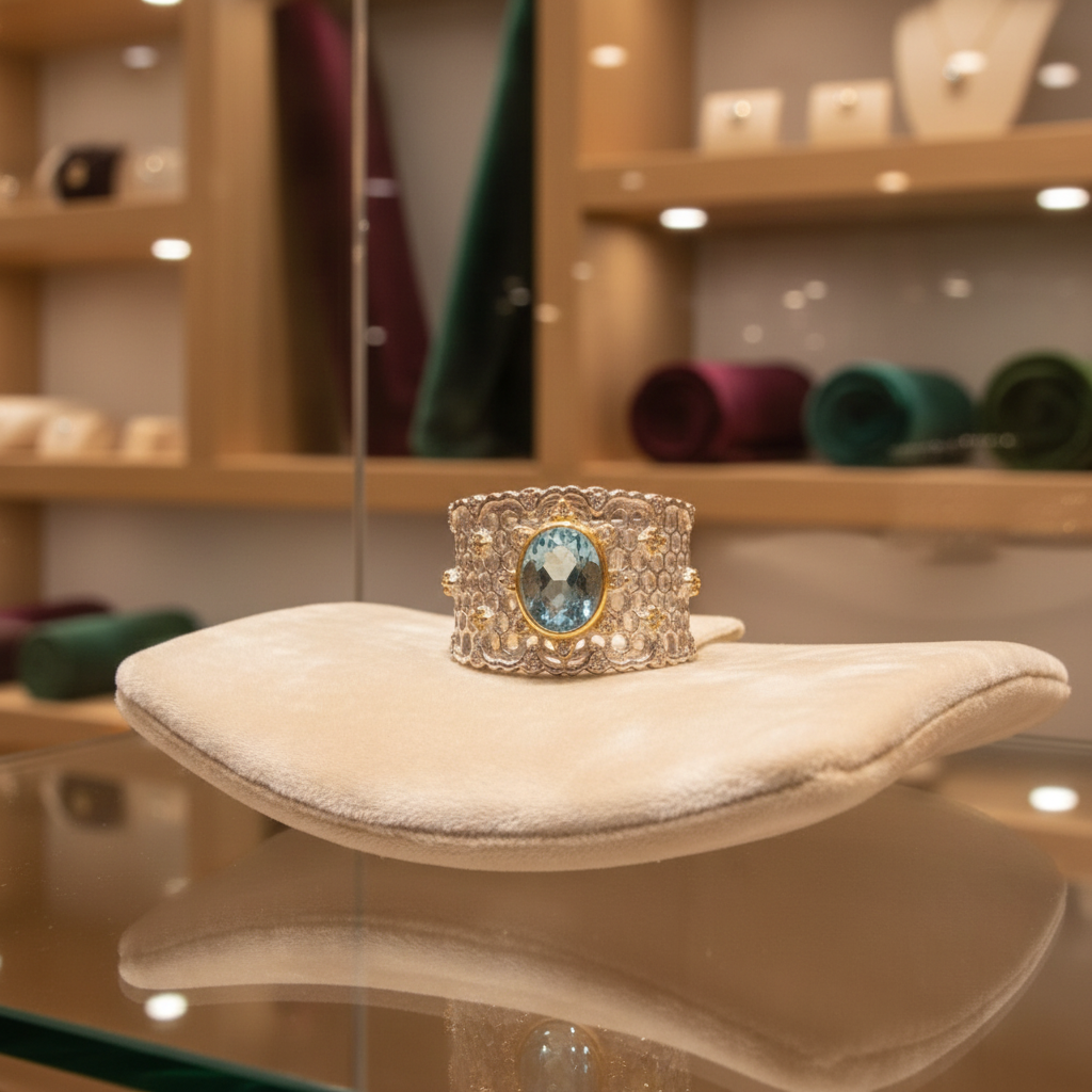 Anillo Panal de Abeja en una tienda