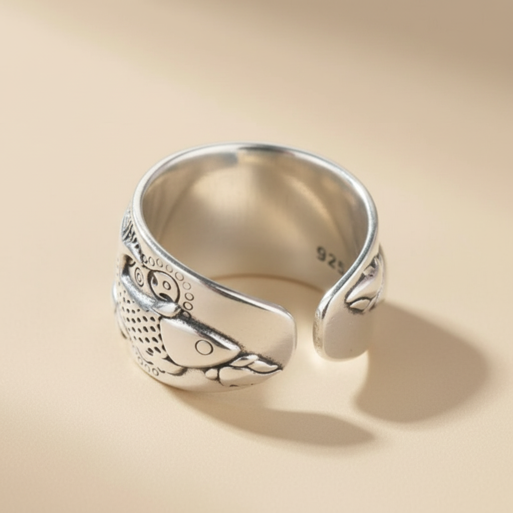 Anillo Pez Koi vista lateral/ajuste fondo beige