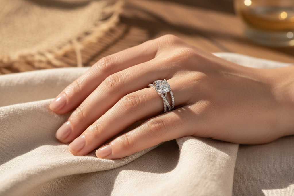 Anillo puesto en la mano