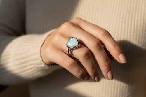 Anillo puesto en una modelo