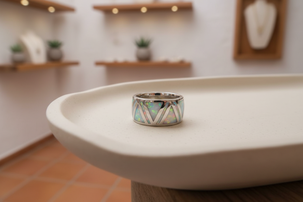 Anillo Triángulos expuesto en una tienda