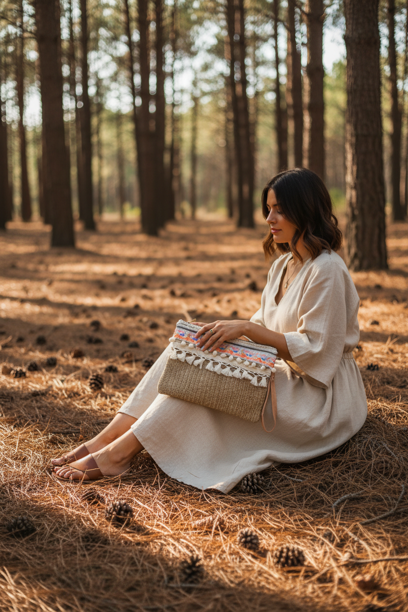 Bolso Clutch Piña de Pino lifestyle