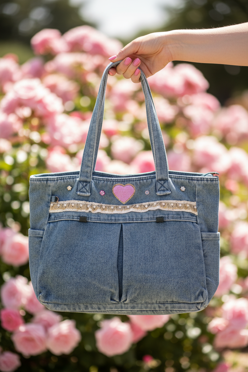 Bolso Pink Love Denim lifestyle v2