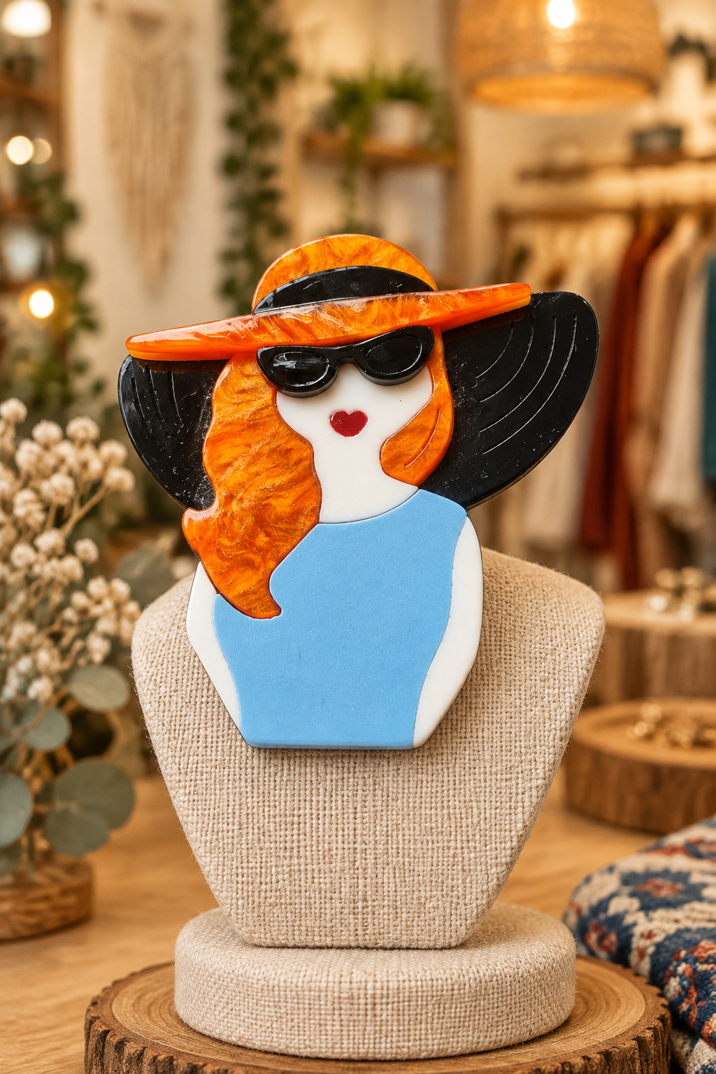 Broche Alma de Fuego expuesto en una boutique