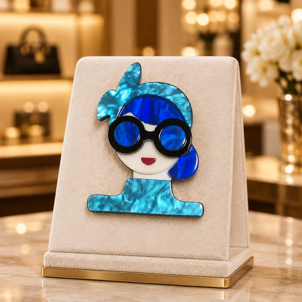 Broche Azul Infinito en una boutique