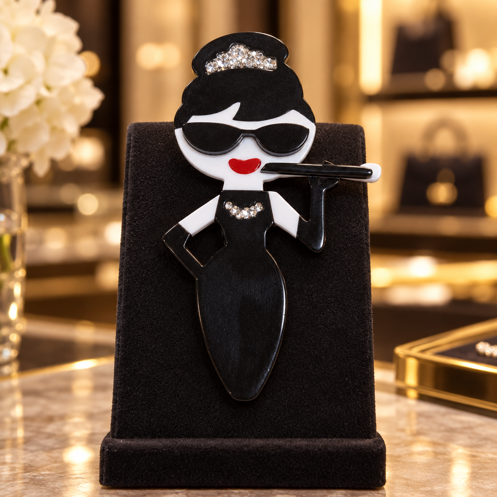Broche Dama con Diamantes en una boutique