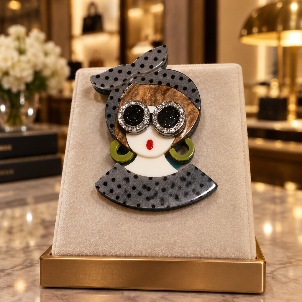 Broche Dama de Lunares en una boutique
