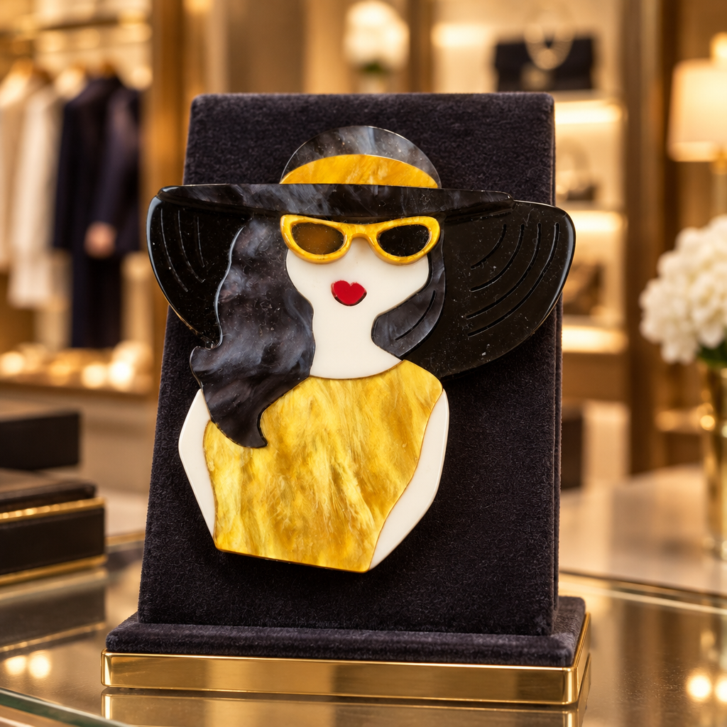 Broche Dama Dorada en una boutique