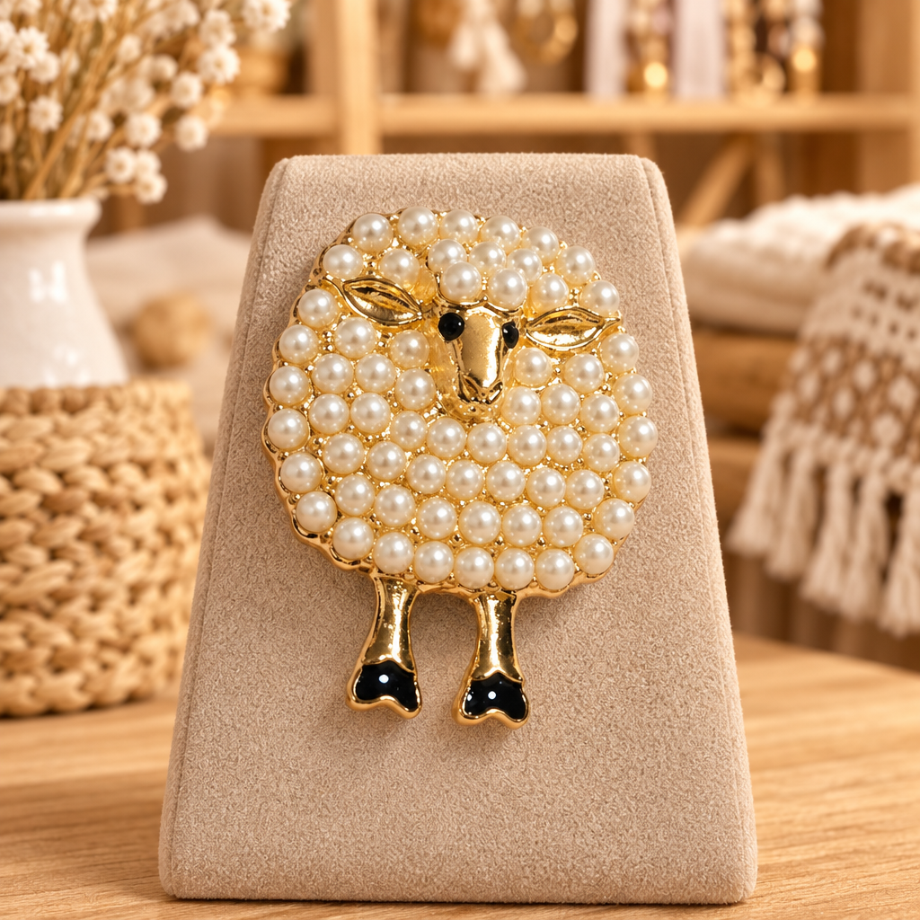 Broche Dulce Rebaño expuesto en una boutique