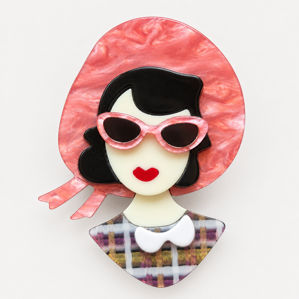 Broche Mirada Rosa de frente