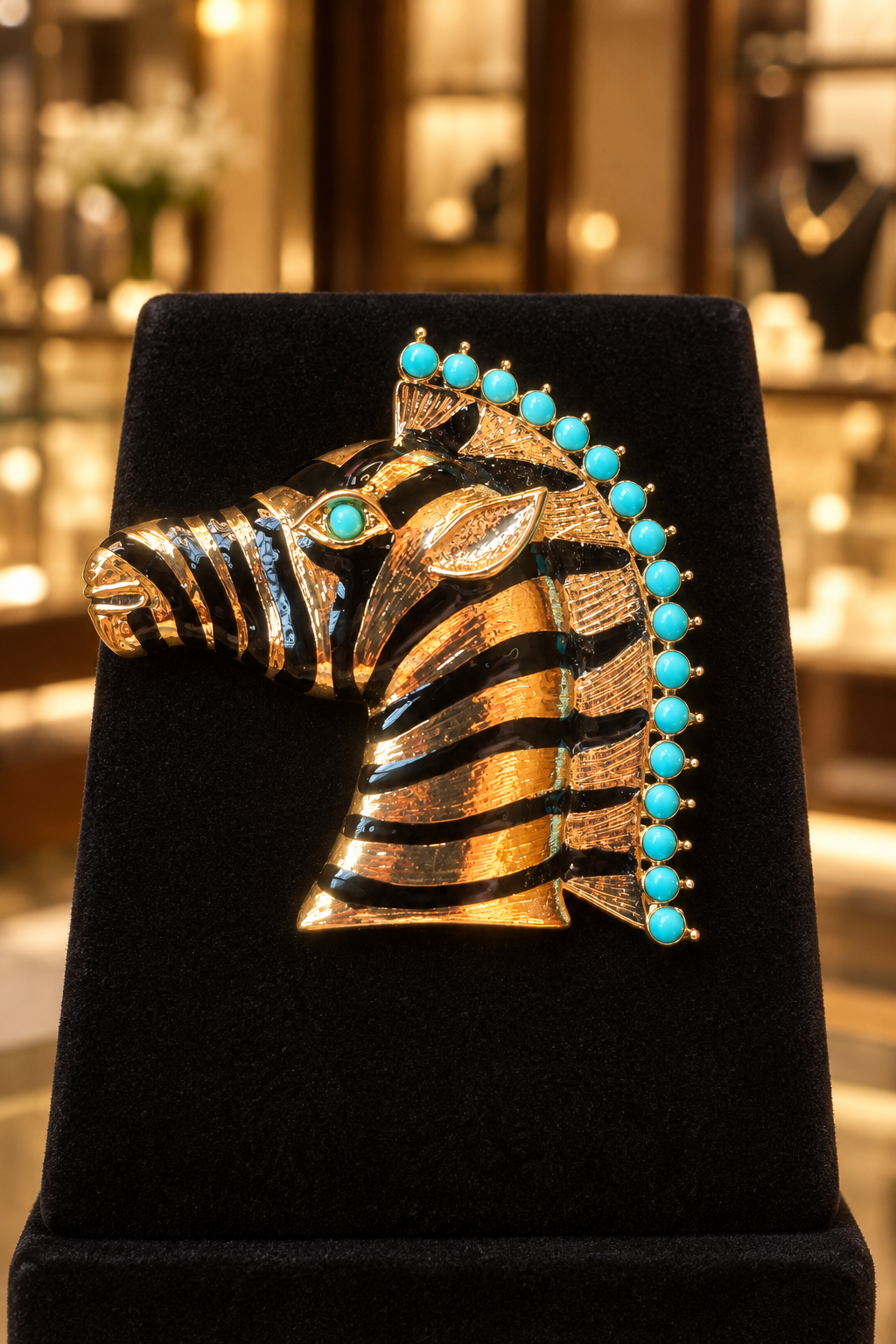 Broche Mirada Salvaje expuesto en una boutique