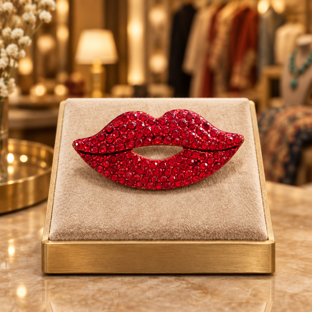 Broche Rojo Tentación en una boutique