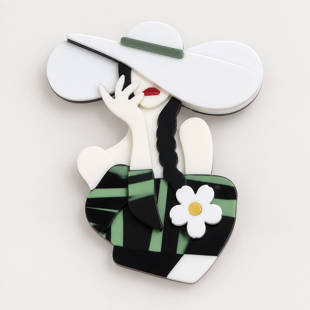 Broche Trenza de Ébano de frente
