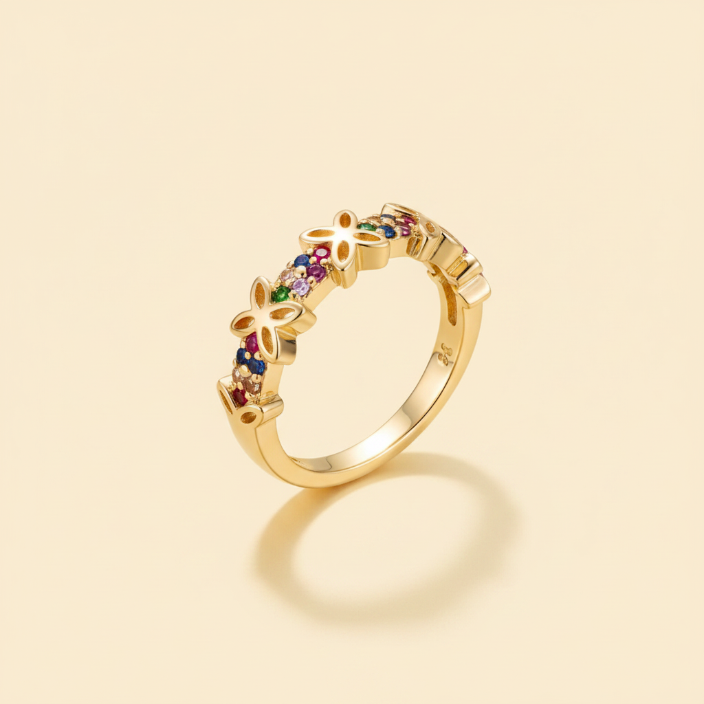 Foto de estudio del anillo dorado