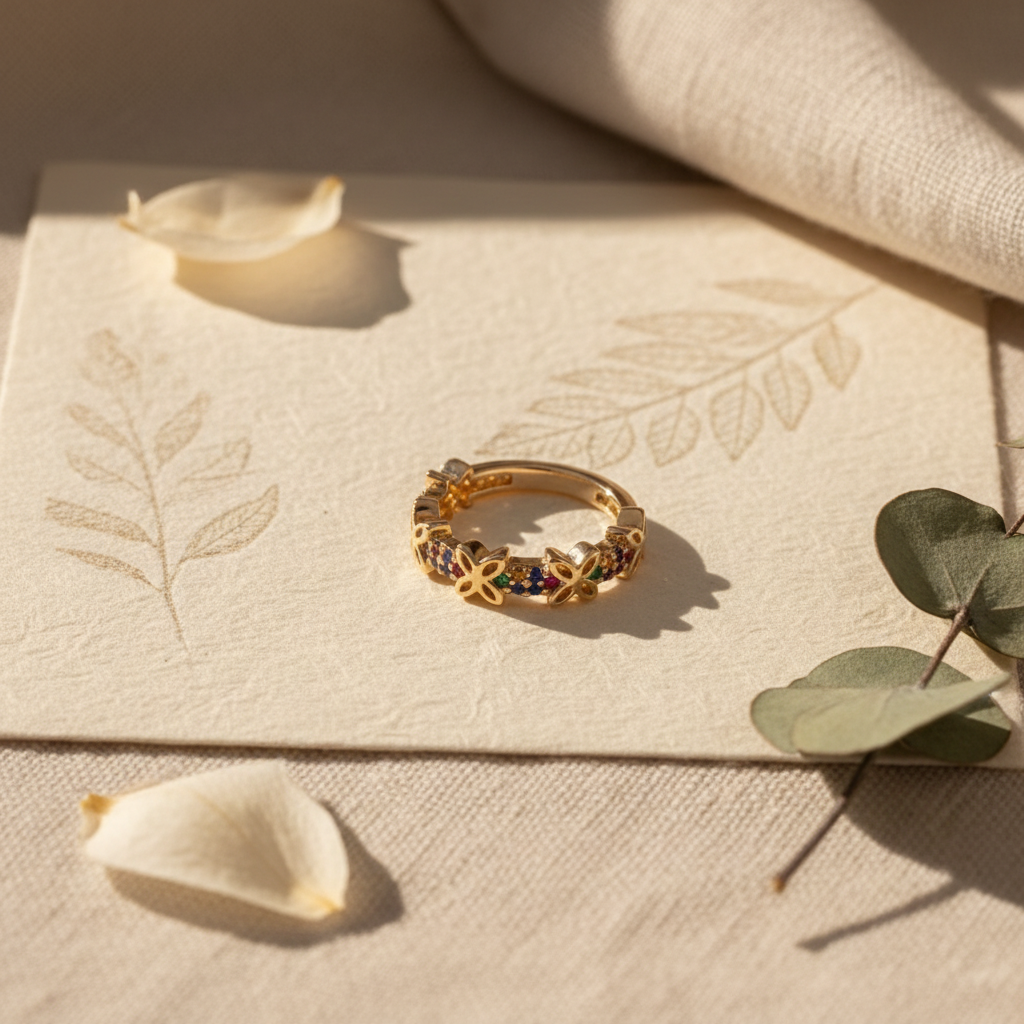 Foto editorial del anillo dorado