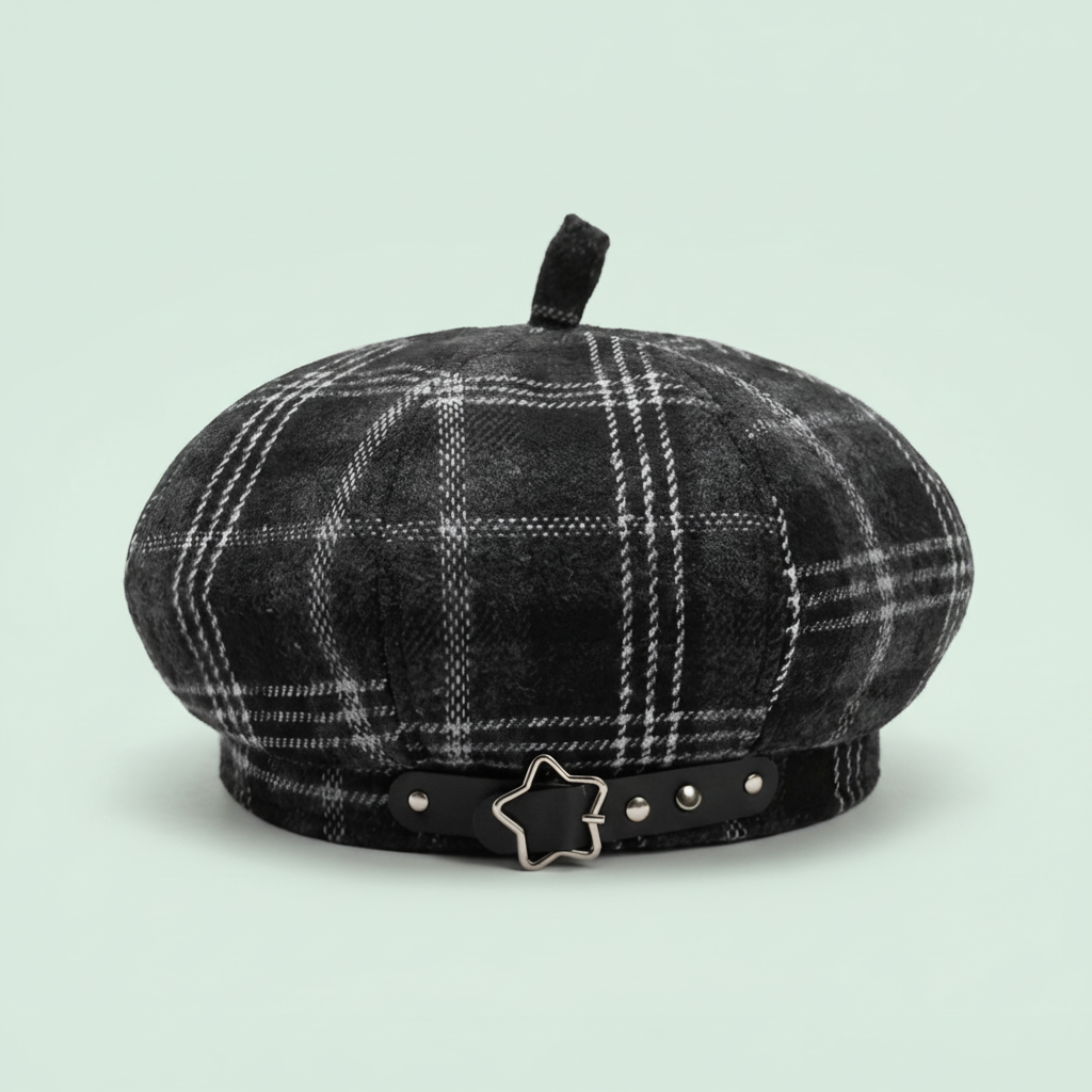 Gorra Tartán Gris frontal fondo verde