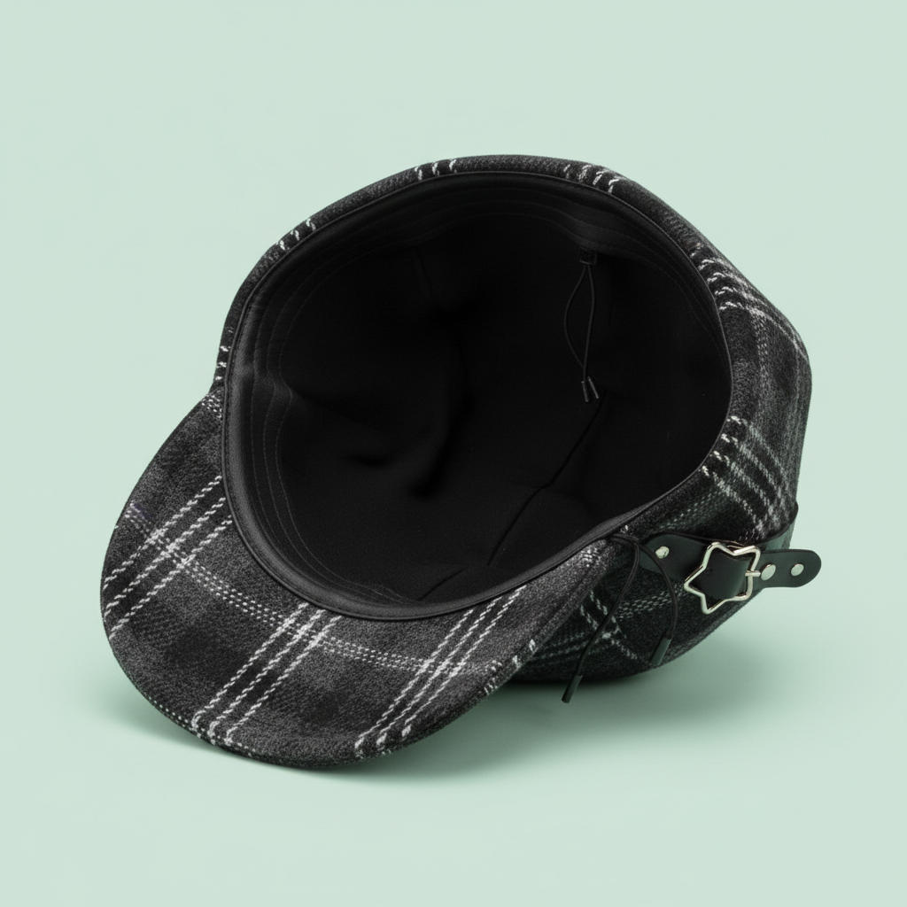 Gorra Tartán Gris por debajo fondo verde