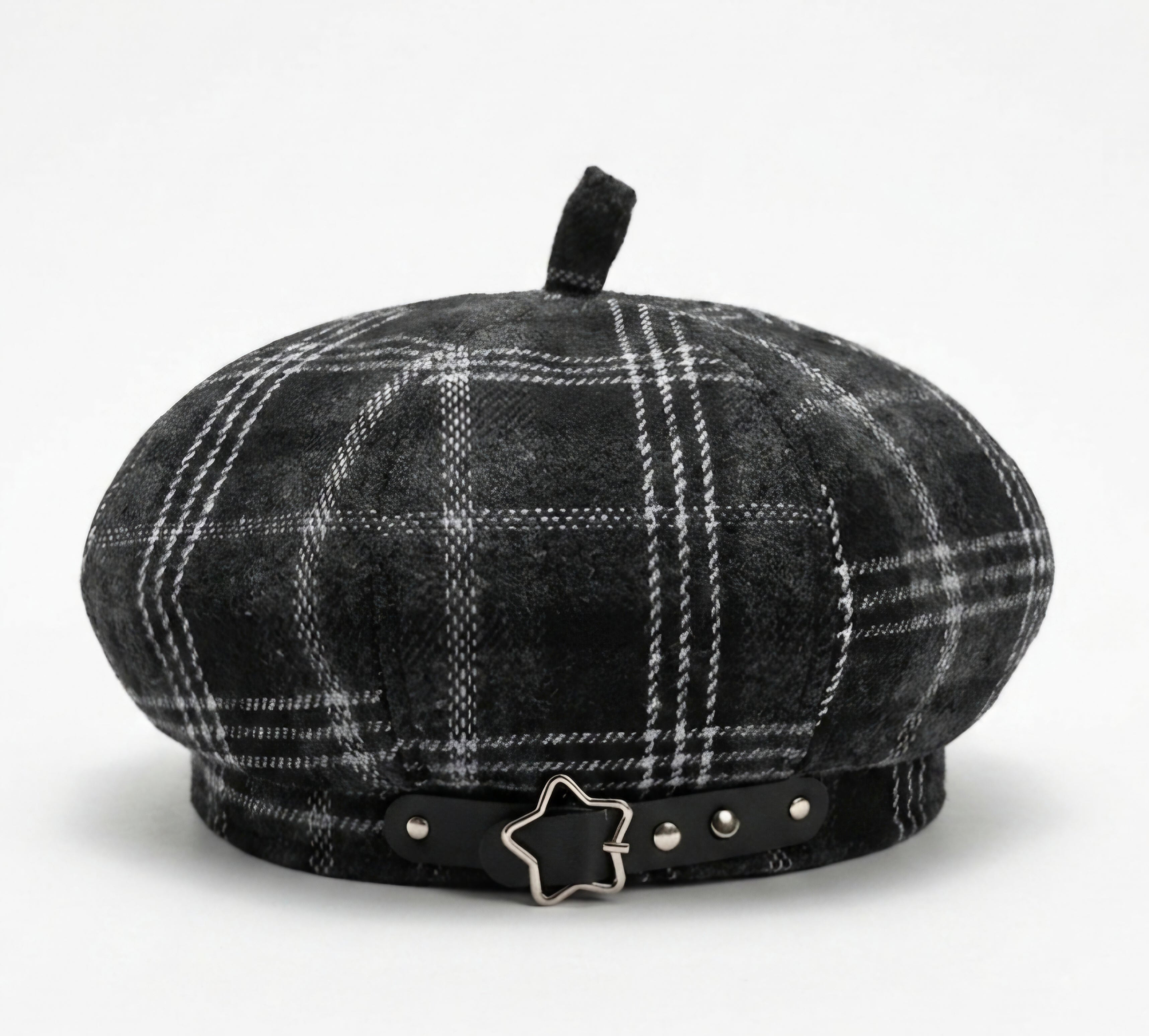 Gorra boina cuadros grises