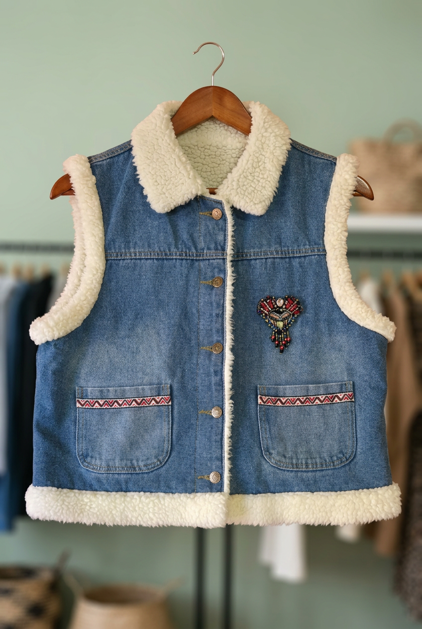 Chaleco Corazón Boho expuesto en tienda