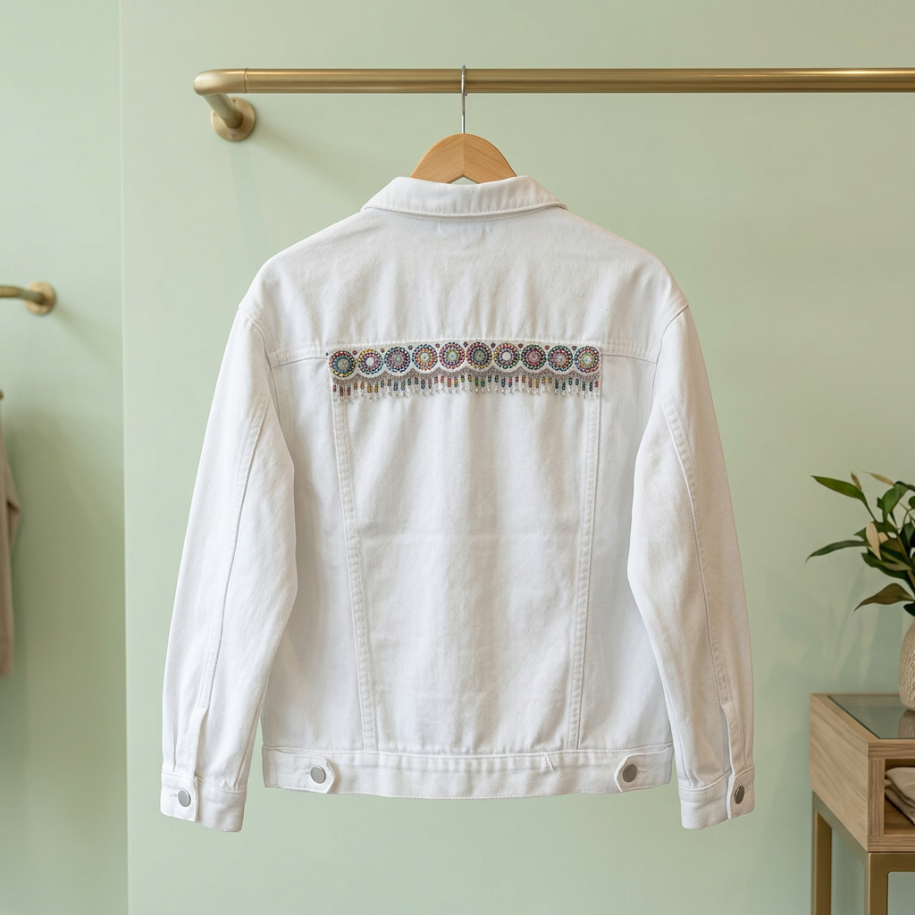 Chaqueta Luz de Nácar expuesta en tienda