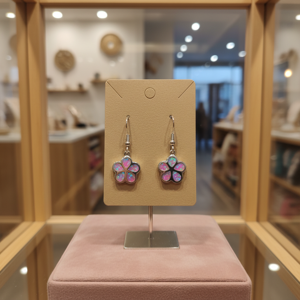 Pendientes Flor de Ópalo en una tienda