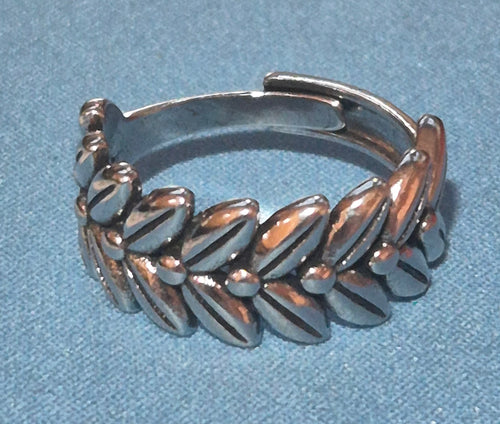 Anillo de acero ajustable bohemio corona de laureles o espigas boho chic | vaqueraspain