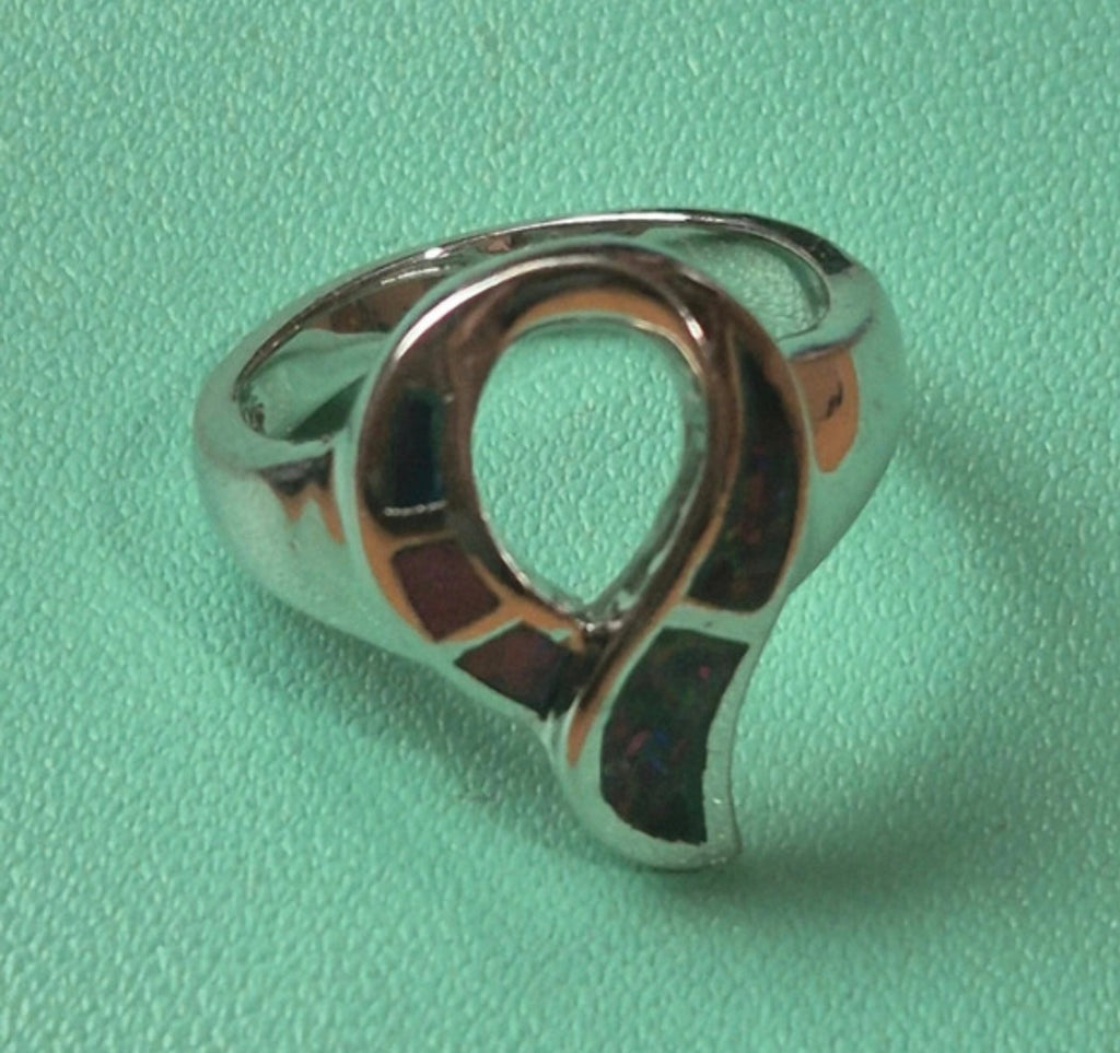 Vista lateral anillo llama de fuego ópalo negro plata 925 vintage | vaqueraspain