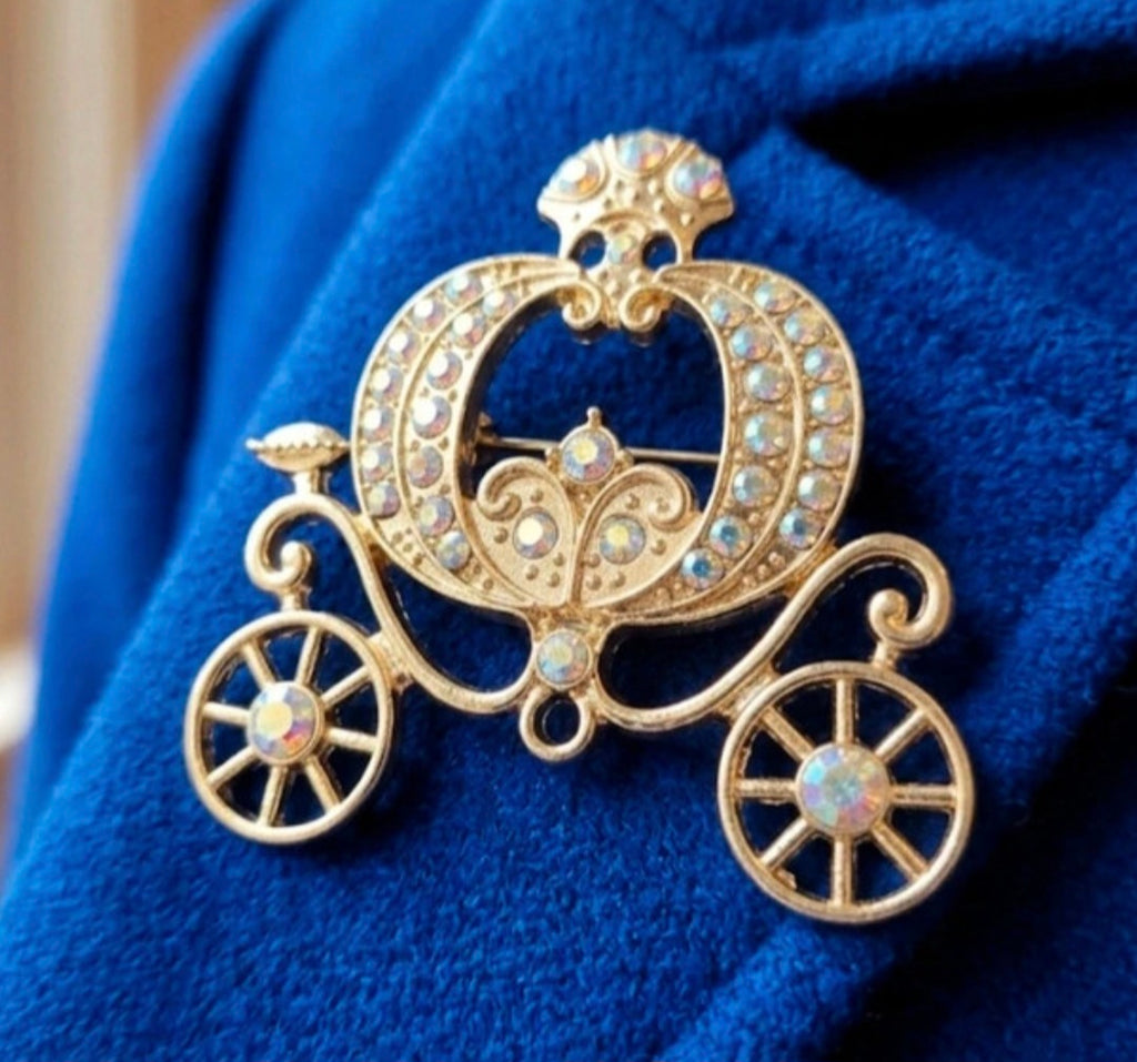 Broche vintage bohemio Carroza de Cenicienta con strass | vaqueraspain