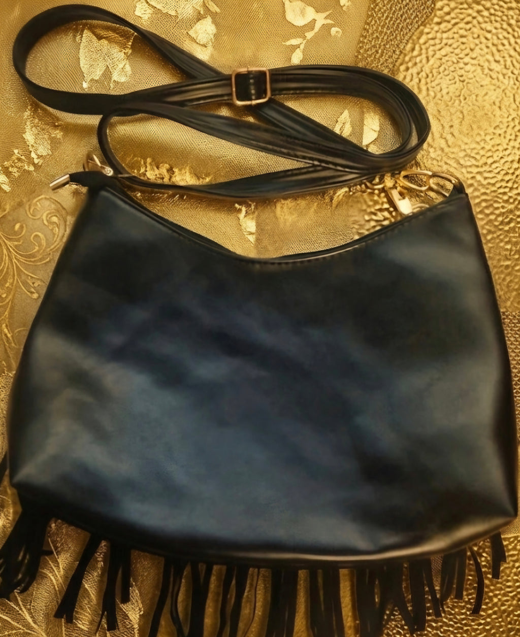 Bolso boho chic antelina negro" luna creciente"