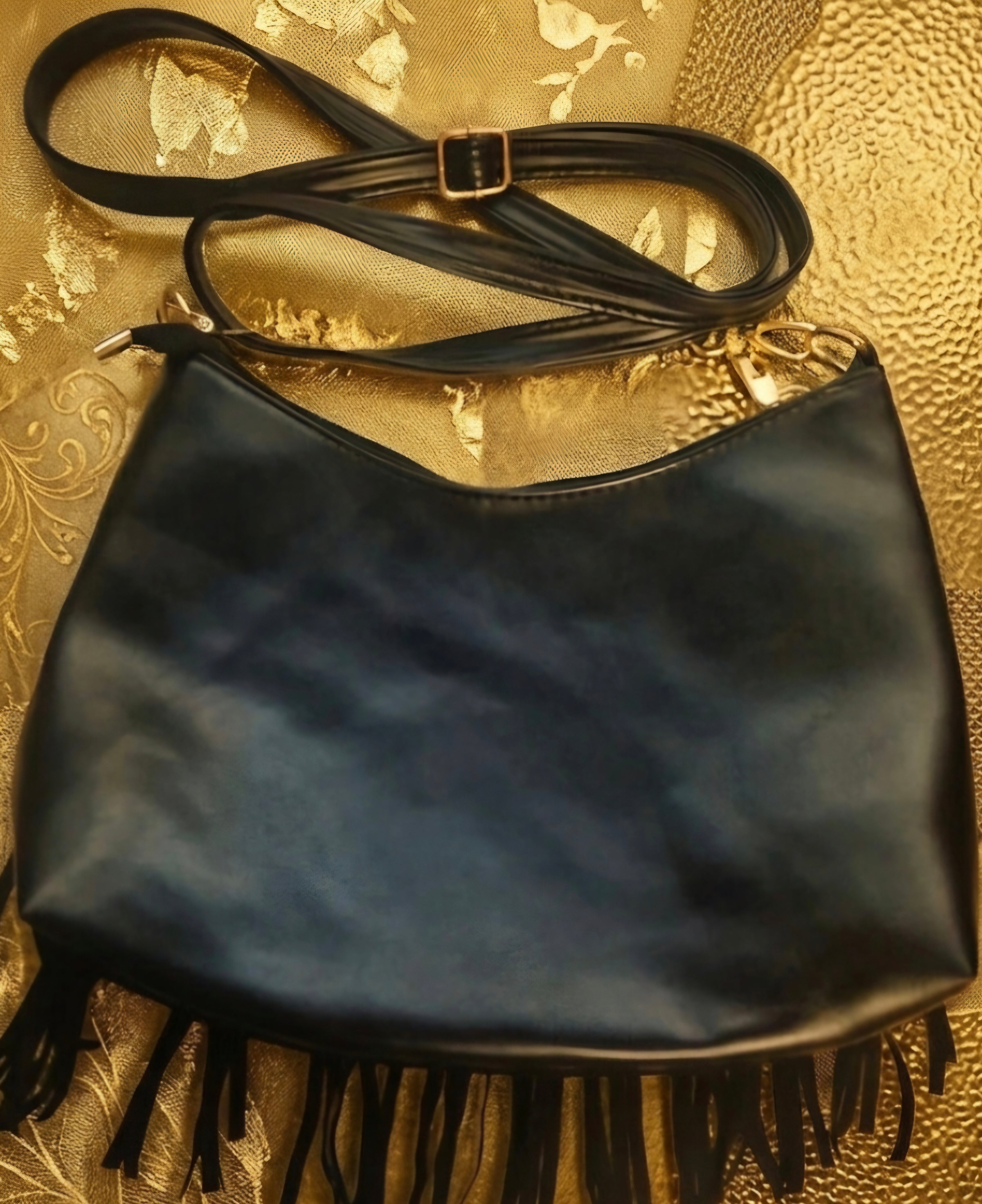 Bolso boho chic antelina negro" luna creciente"
