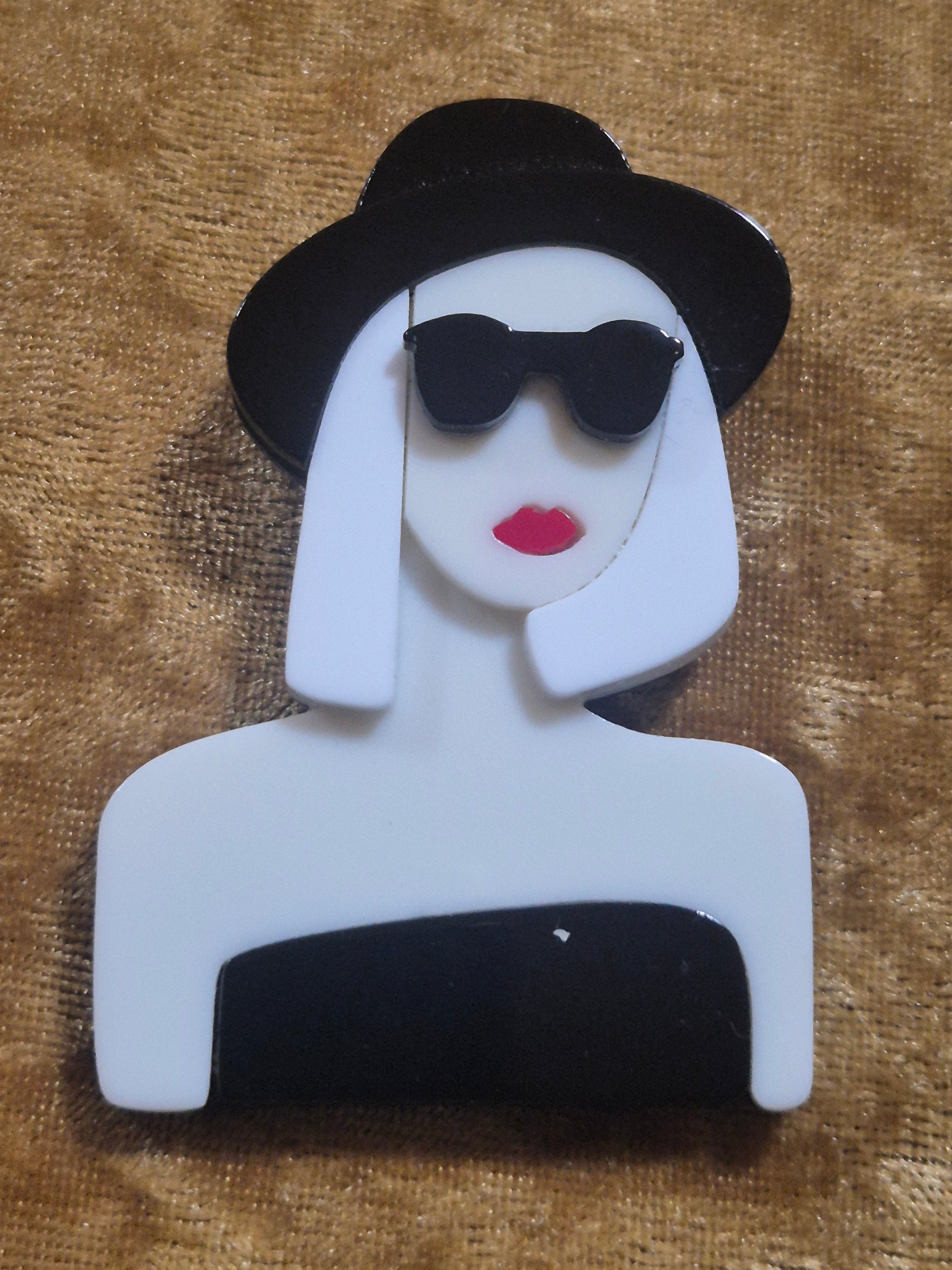 Broche boho chic mujer con palabra de honor negro