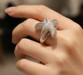 Anillo náutico estrella de mar de plata 925 talla 19,5 boho chic vintage | vaqueraspain