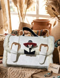 Bolso de mano boho chic blanco roto con broche de regalo mujer shhh | vaqueraspain