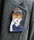 Broche boho chic con gafas dorada purpurina