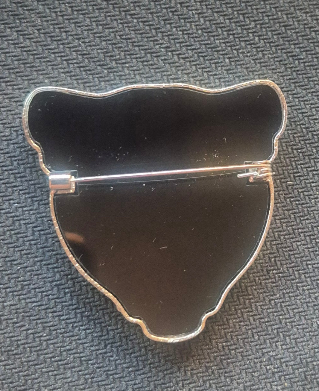 Broche vintage cabeza de felino plateada
