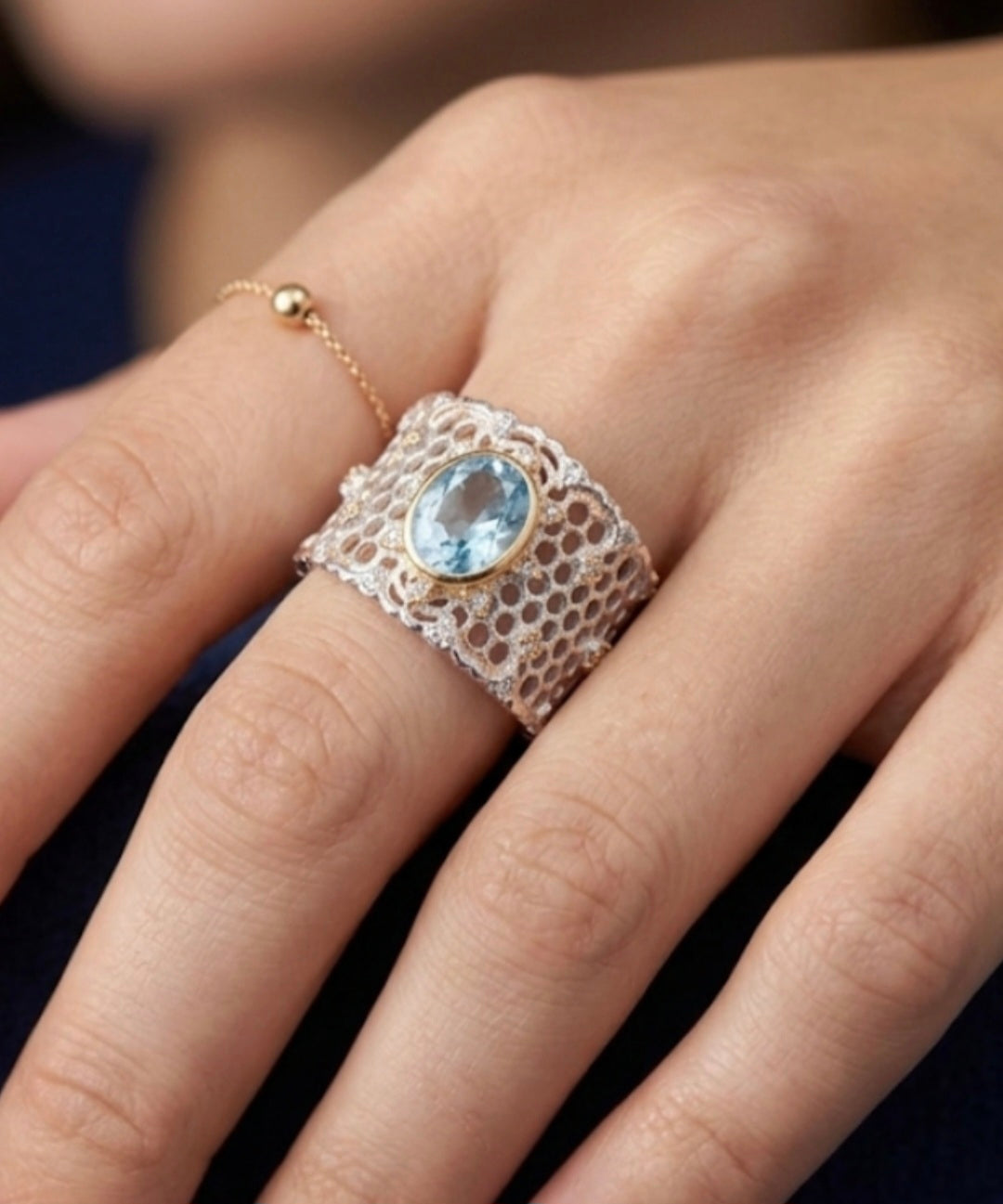 Anillo "panal de abeja" calado de plata 925