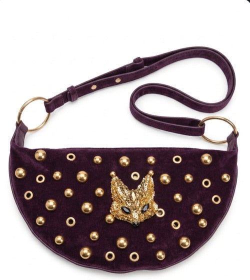Bolso boho chic burdeos zorro dorado vista lateral - vaqueraspain