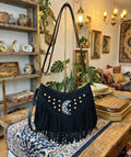 Bolso boho chic antelina negro" luna creciente"