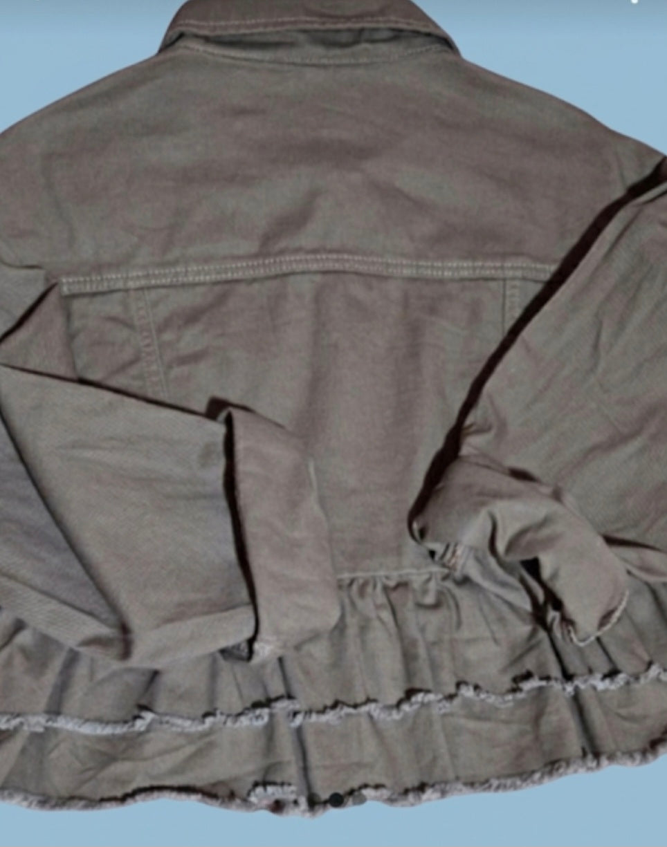 Vista trasera chaqueta vaquera western marrón con parches y tachas | vaqueraspain
